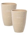 Set of 2 Plant Pots CAMIA 35 cm Beige