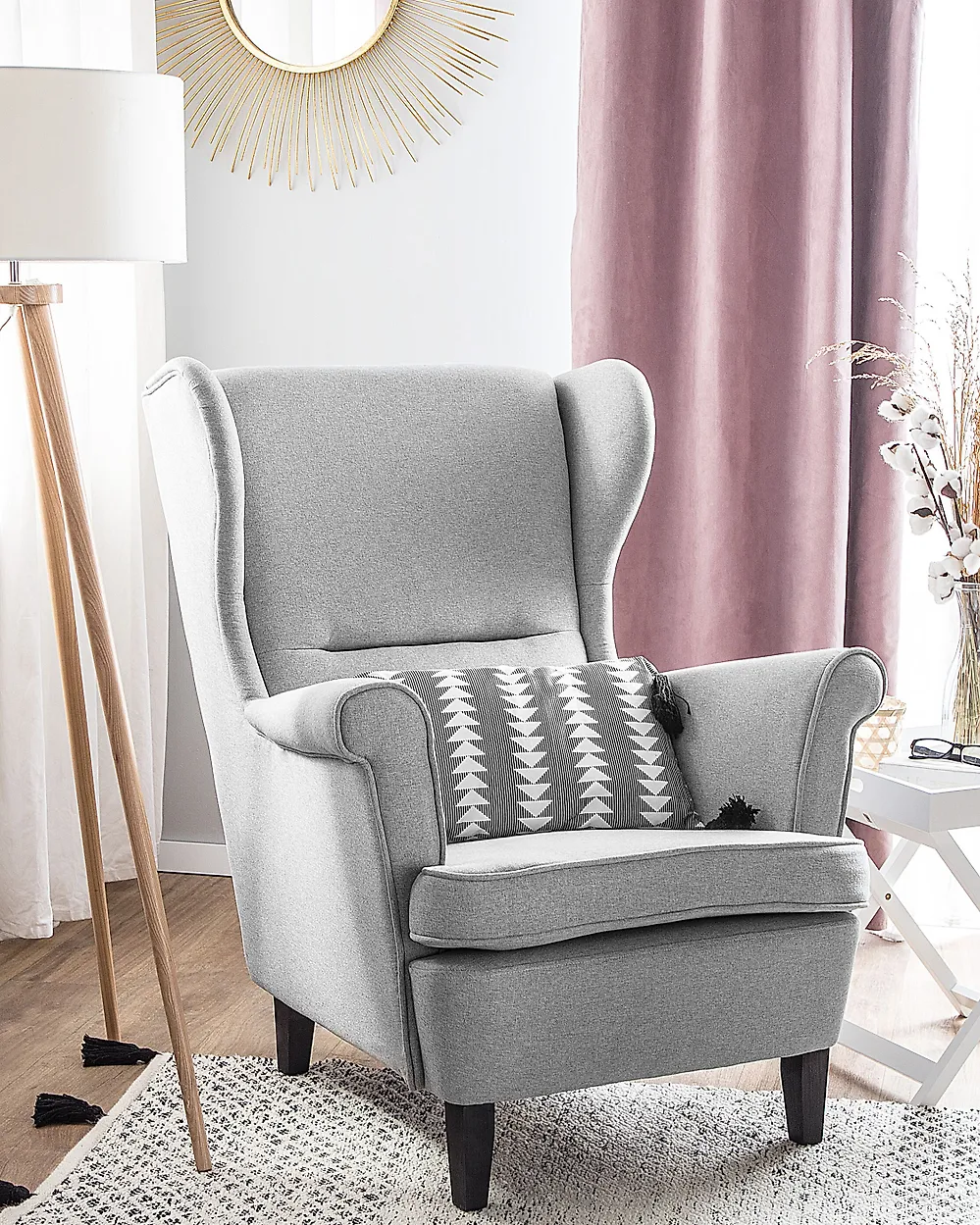 Wingback Chair ABSON Fabric Grey_1171965
