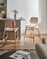 Set of 2 Bar Chairs ELAINE Boucle Light Brown/ Beige