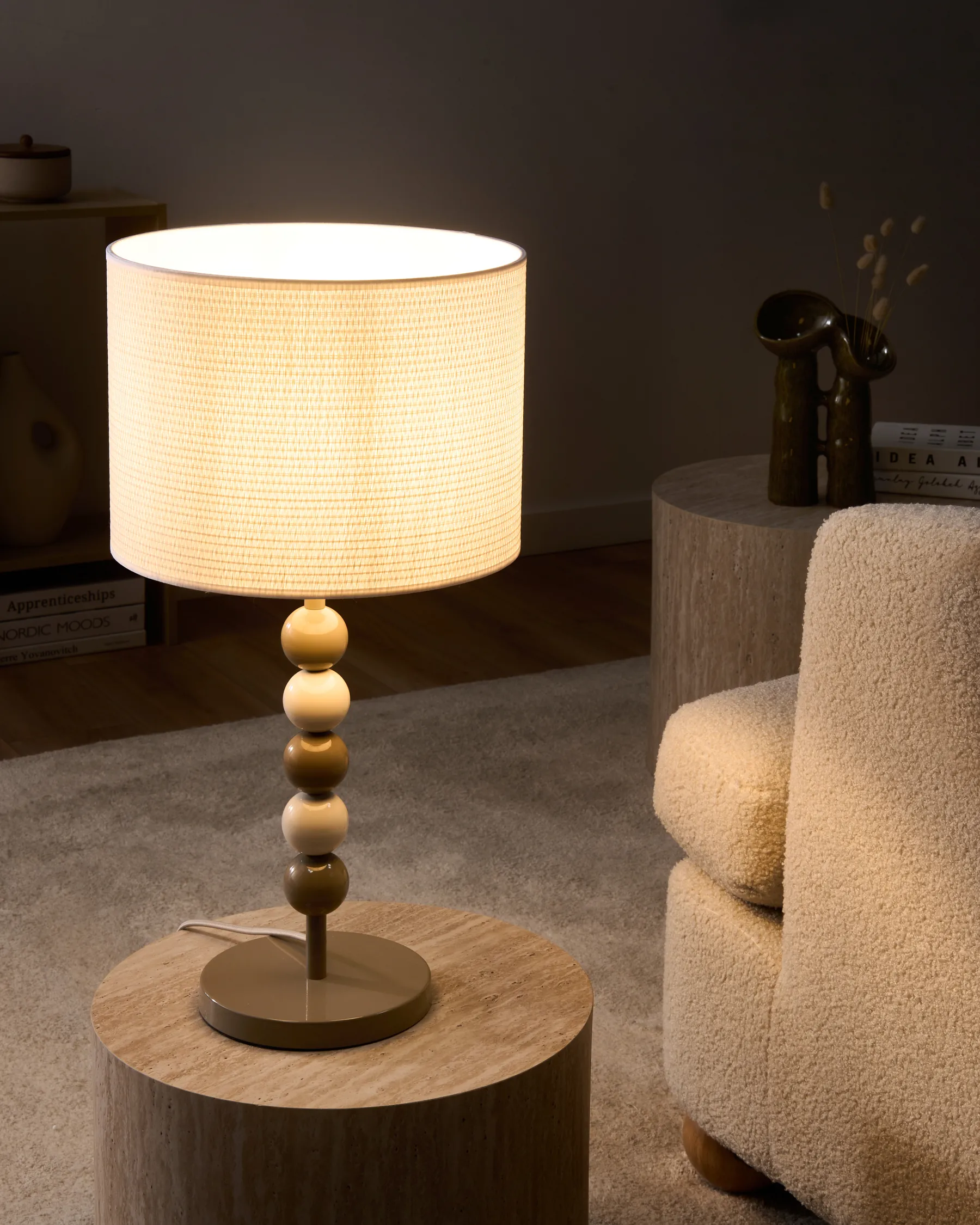 Table Lamp LOKY Metal White/ Beige_1067621