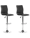 Set of 2 Bar Chairs LUCERNE Swivel Faux Leather Black