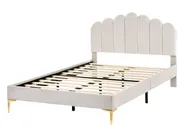 Bed Velvet SAUVIAN 120 x 200 cm (EU Small Double) Off-White_1014432