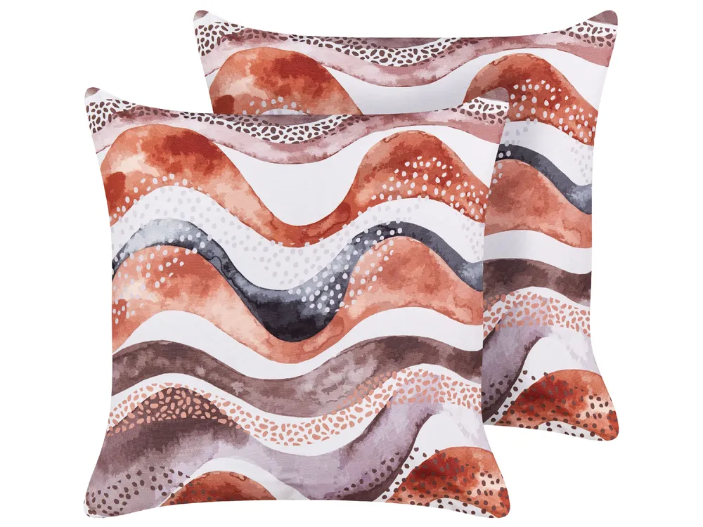 Set med 2 utomhusdynor SEBORGA Abstrakt tryck 45 x 45 cm Brun