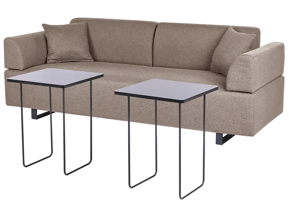 Sofa 3 Seater SOKNA with Tables Fabric Taupe_952890