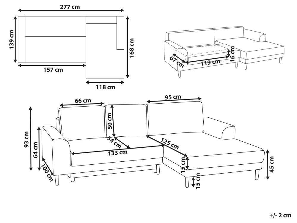 Hörnbäddsoffa 3-sits NUBORG Chenille Ljusbrun Vänstervänd_1018533