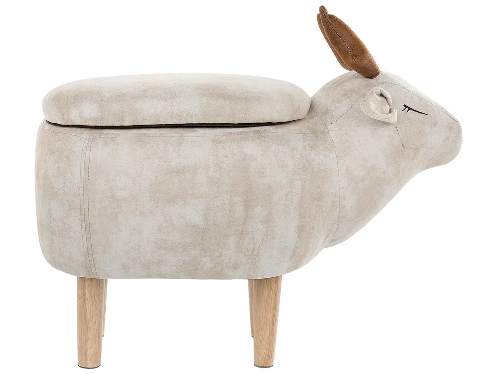 Storage Animal Stool REINDEER Reindeer Fabric Beige_750681