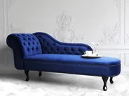 Left-Hand Chaise Longue NIMES Velvet Navy Blue_696708