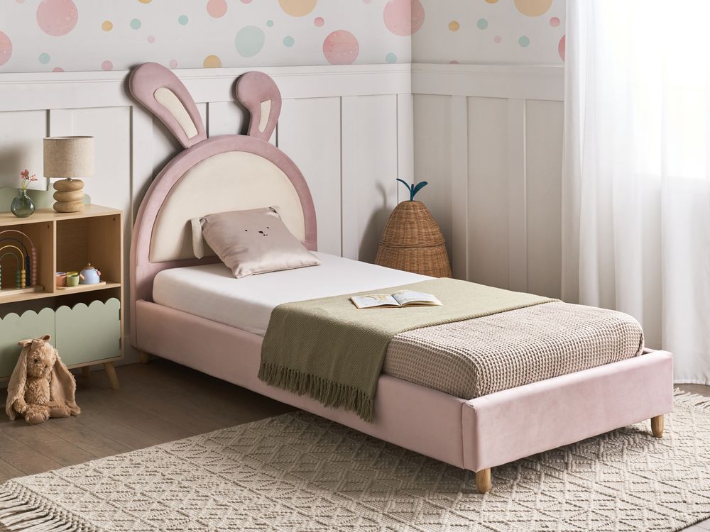 Barneseng Kanin Fløyel LALLIAS 90 x 200 cm Rosa