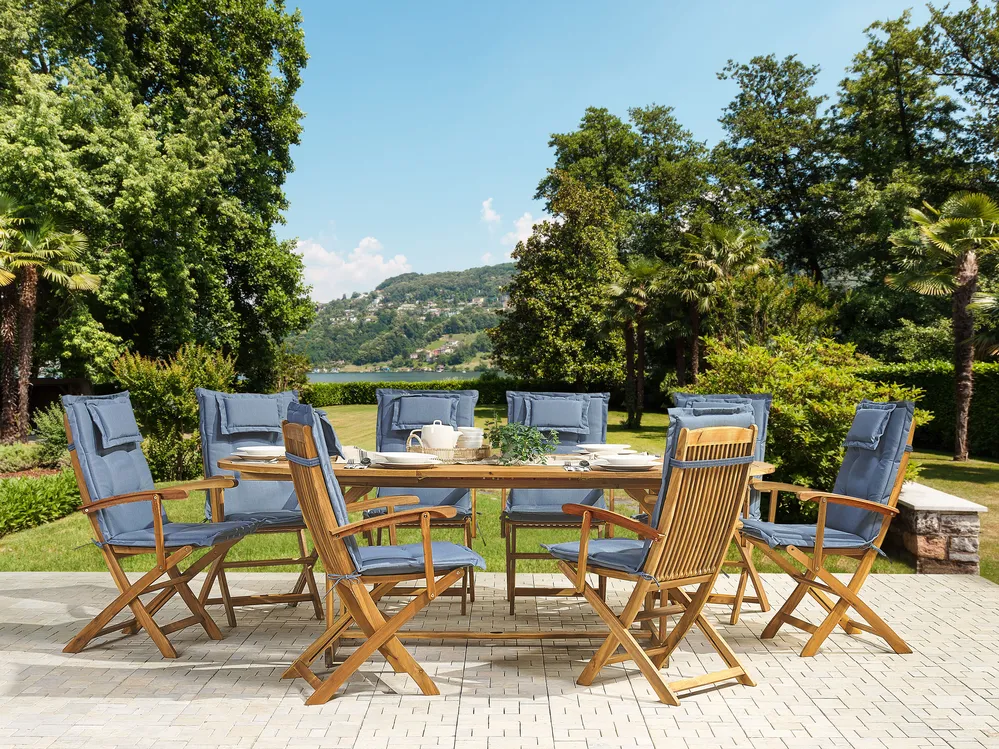 Set of 8 Back/Seat Cushions MAUI 40 x 54 cm Blue