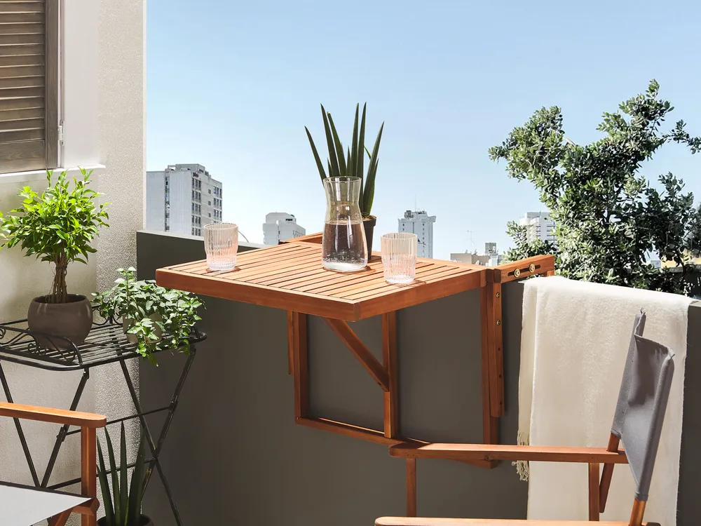 Balcony Table UDINE 70 cm 69 cm Acacia Wood Brown_810086