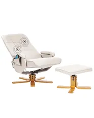 Massage Chair RELAXPRO with Footstool Faux Leather Light Beige_1014371