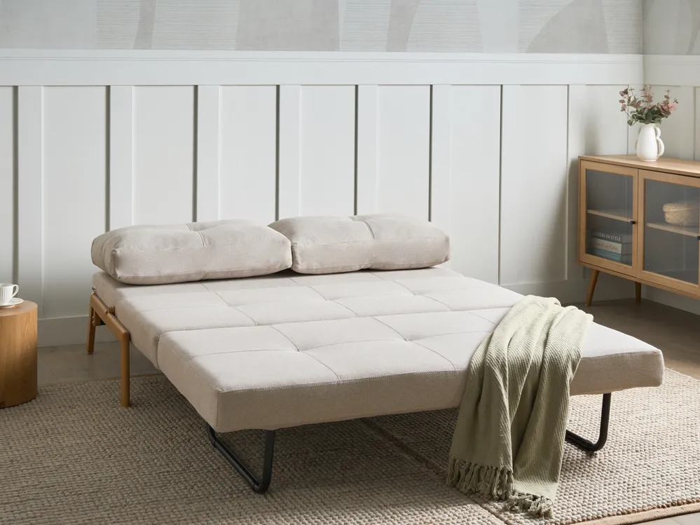 Sofa Bed 2 Seater EDLAND Fabric Light Beige_899468