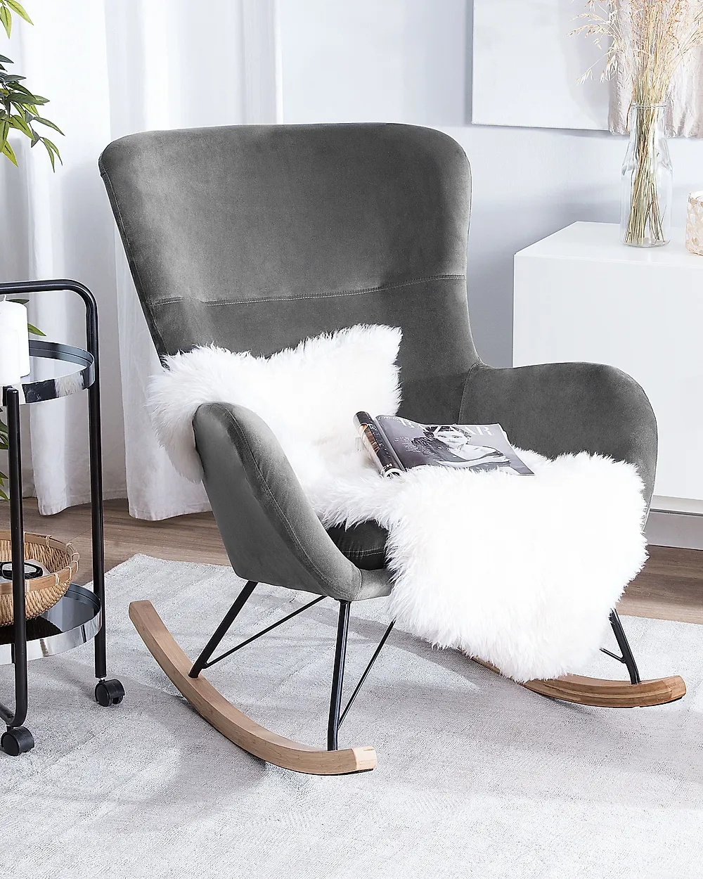 Rocking Chair ELLAN Velvet Dark Grey_1182852