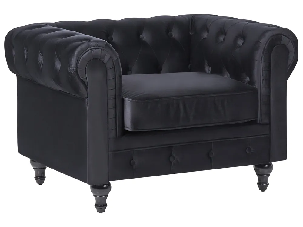 Sohvaryhmä 4-istuttava CHESTERFIELD Sametti Musta_707688