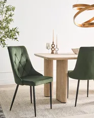 Set of 2 Dining Chairs AVENIR Velvet Olive Green_1082073