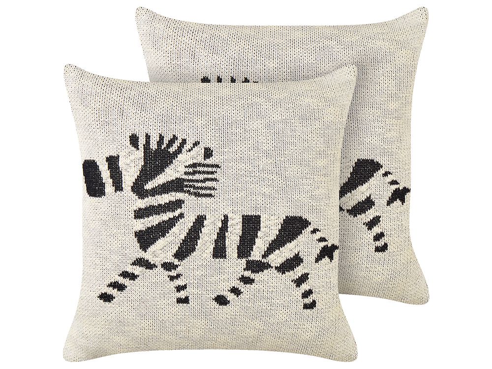 Set of 2 Decorative Cushions JABORI 45 x 45 cm Cotton Beige