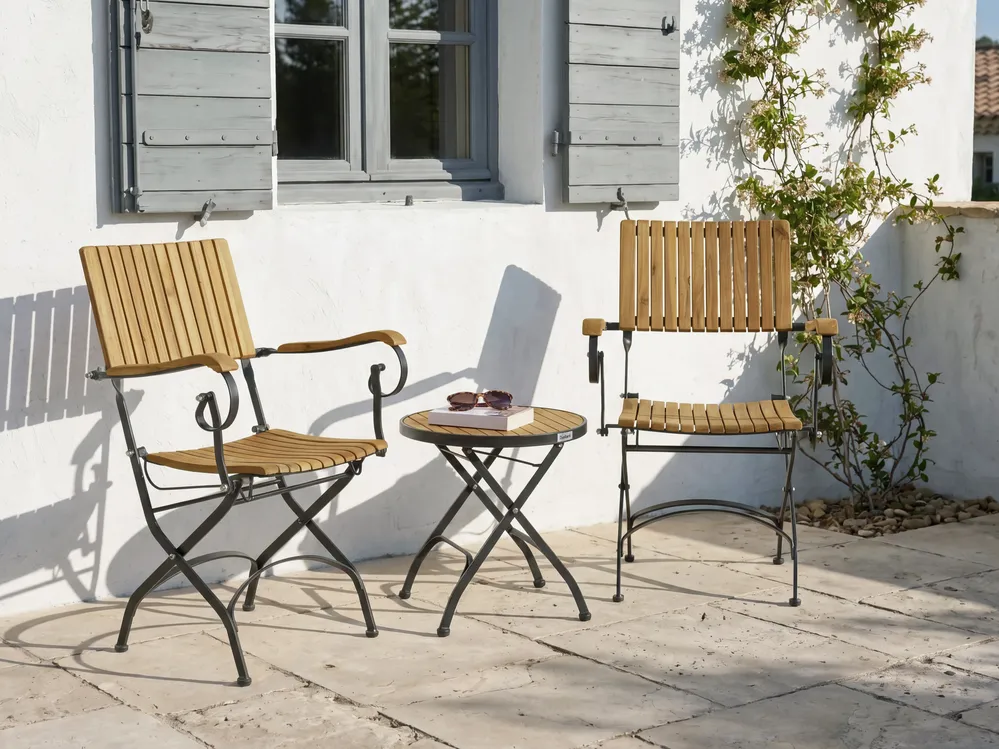 Garden Side Table LASCARI 45 cm 45 cm Acacia Wood Light Brown_1074923