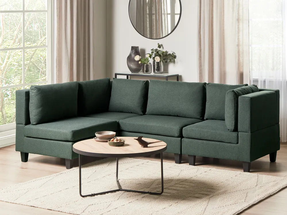 Modular Corner Sofa 4 Seater UNSTAD Fabric Dark Green Right Hand