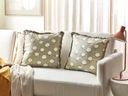 Set of 2 Decorative Cushions PSILOTALES 45 x 45 cm Cotton Beige Floral Pattern_1079607