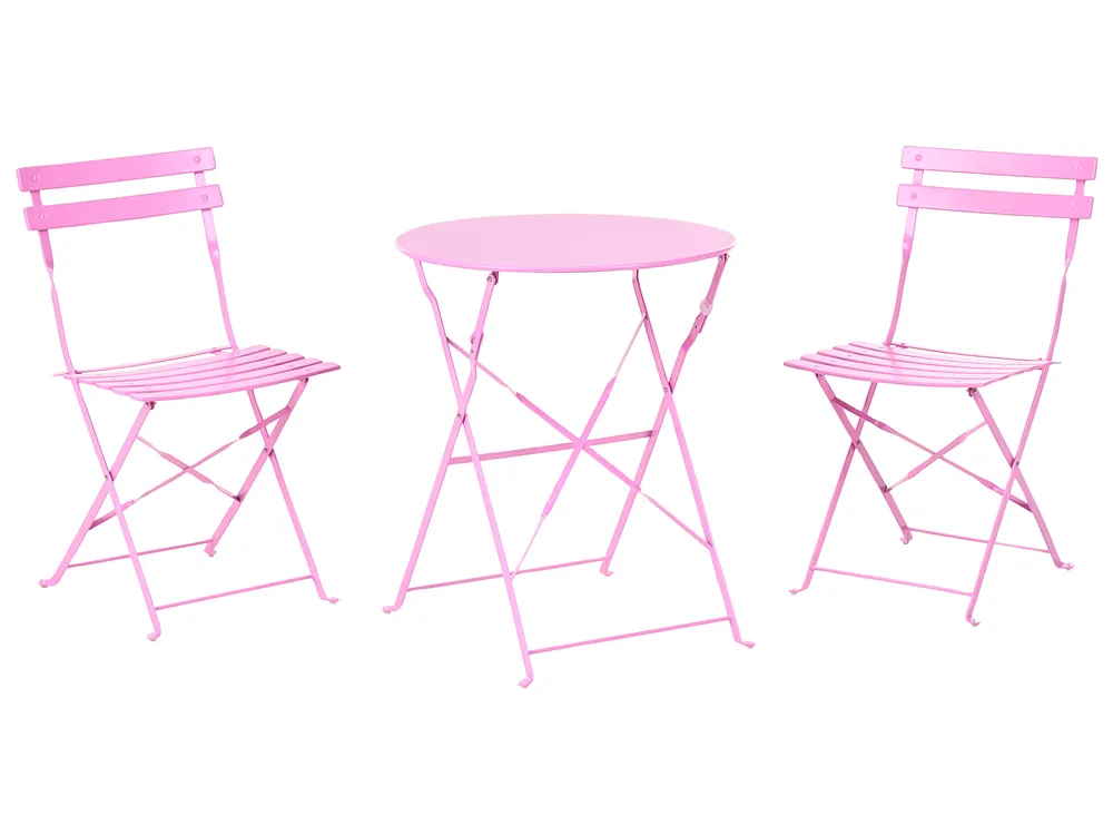 Bistro Set Folding FIORI Metal Pink
