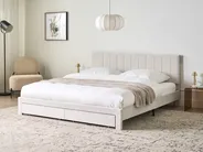 Bed with Storage Drawers LONZAC Velvet Off-White 180 x 200 cm (EU Super King)_1014797