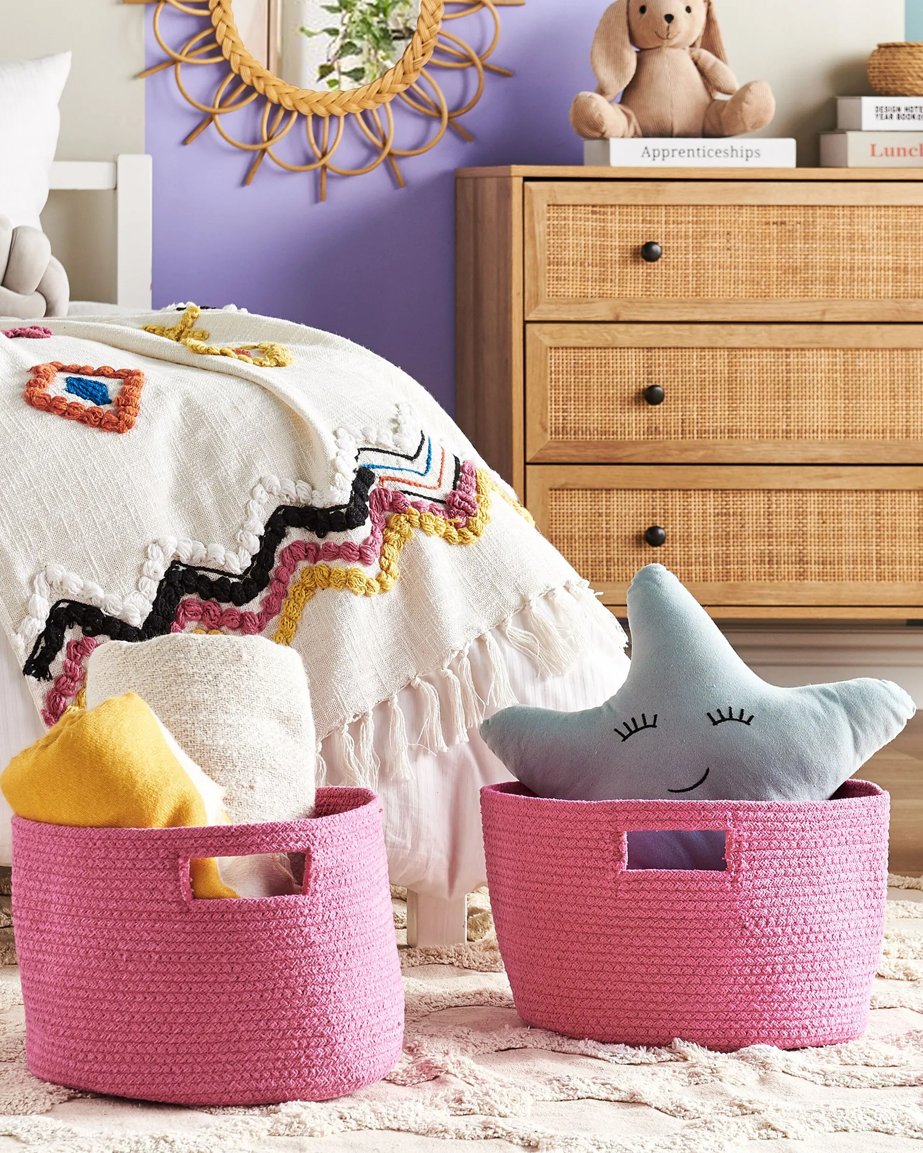 Set of 2 Baskets CHINIOT Cotton Fuchsia Pink_840473
