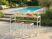 Garden Bar Table AVETRANA 150 cm 50 cm Brown/ White_1068911