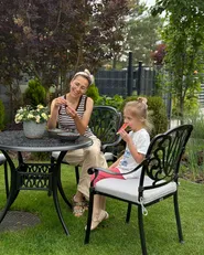 Garden Dining Set 4 Seater ANCONA with Cushions Metal Black_1084586