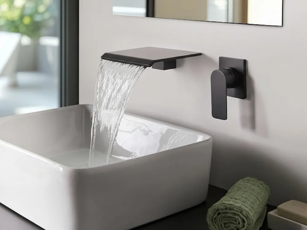 Wall Mounted Basin Mixer Tap APONWAO Brass Black