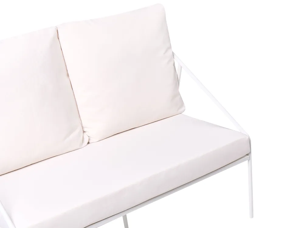 Garden Lounge Set with Table 4 Seater USTICA Metal White_1037433
