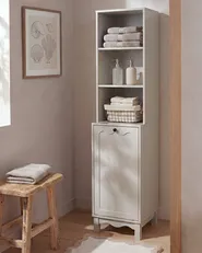 Badrumsskåp PENON 38 cm med tvättkorg Ljusbeige_1110091