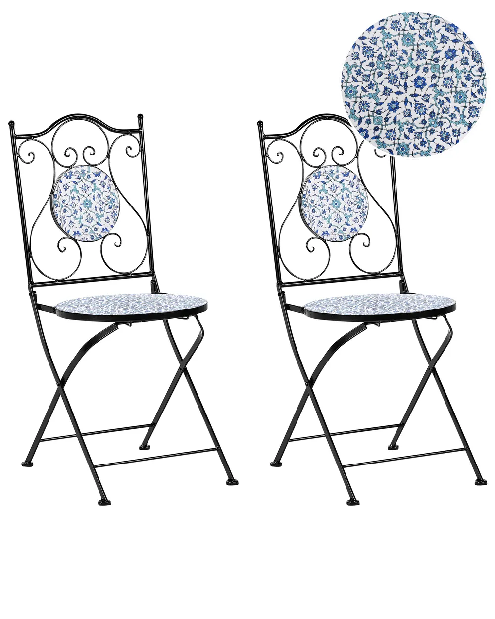 Set of 2 Garden Chairs CHAPECO Folding Metal Black