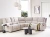 Manual Recliner Corner Sofa 5 Seater ROKKE with USB Port Fabric Off-White Left Hand