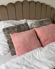 Set of 2 Decorative Cushions MILLET 43 x 43 cm Corduroy Pink Geometric Pattern_982558