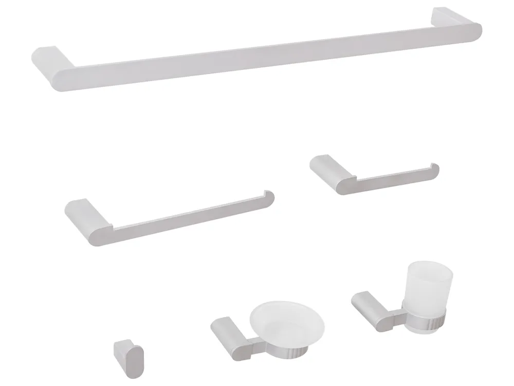 6-Piece Bathroom Hardware Set PARACAS with Towel Bars and Hooks Silver
