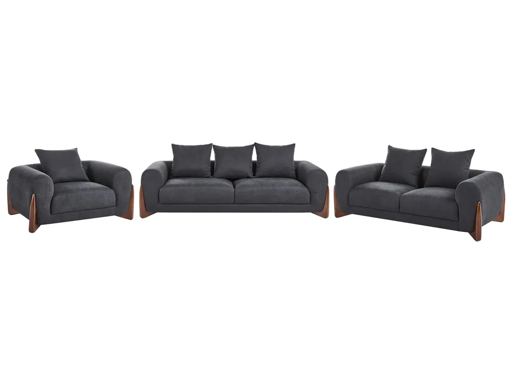 Living Room Set 6 Seater VINLIDEN Black