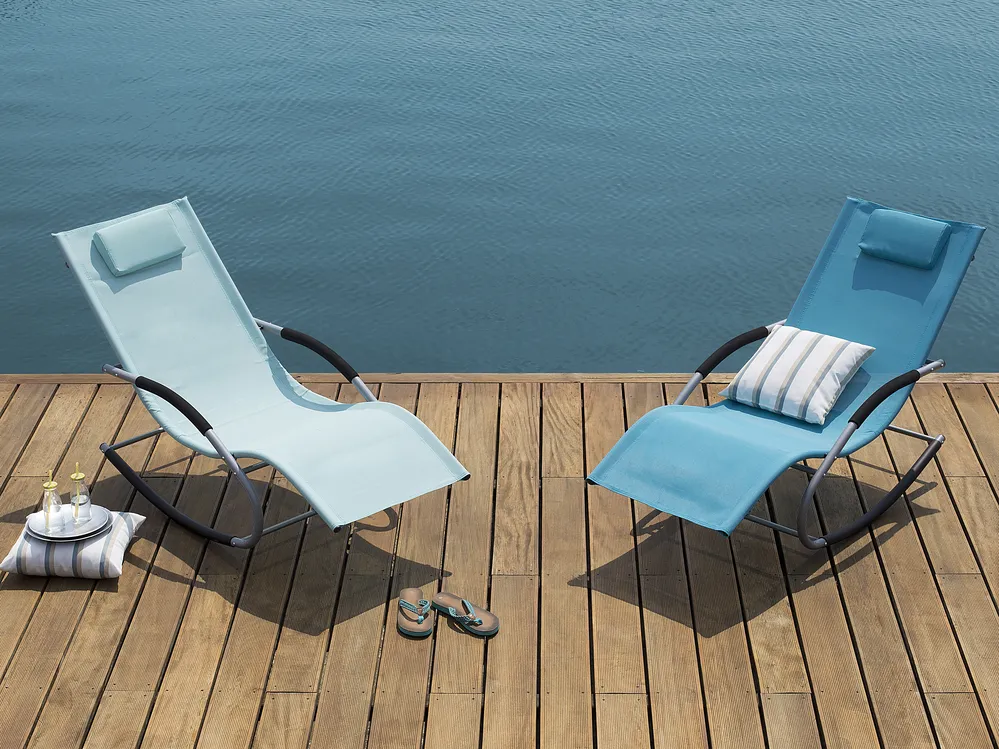 Rocking Sun Lounger CARANO Metal Turquoise