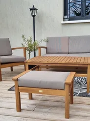 Garden Lounge Set with Table and Ottoman 4 Seater MANILA Acacia Wood Light Brown_821278