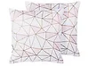 Set med 2 prydnadskuddar CLARKIA 45 x 45 cm Bomull Rosa Geometriskt tryck