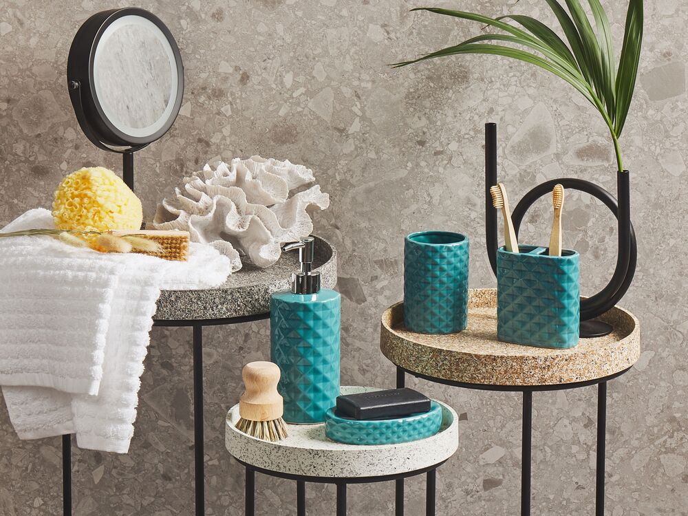 4-Piece Bathroom Accessories Set GUATIRE Ceramic Turquoise