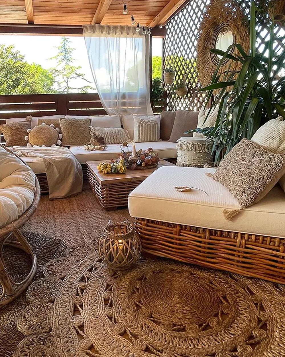Garden Lounge Set with Table 4 Seater VARALLO Modular Rattan Natural Left Hand_857549