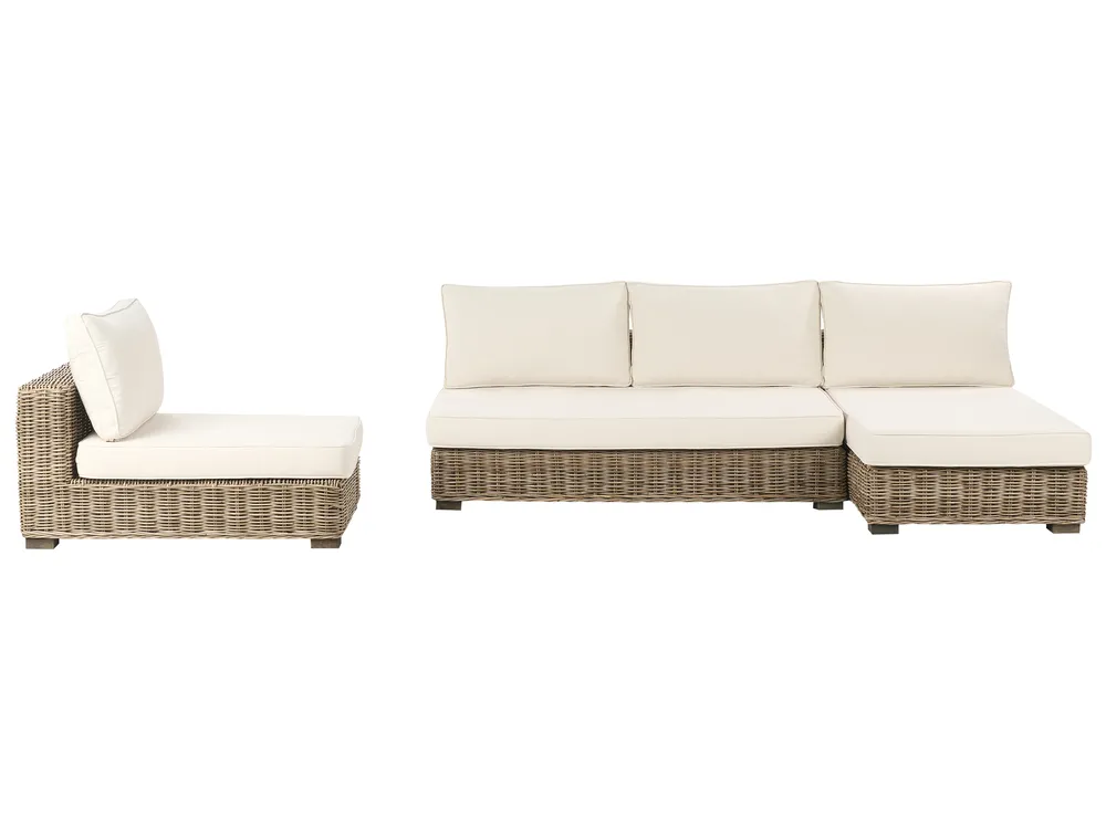 Garden Lounge Set with Table 4 Seater VARALLO Modular Rattan Grey Left Hand_954917