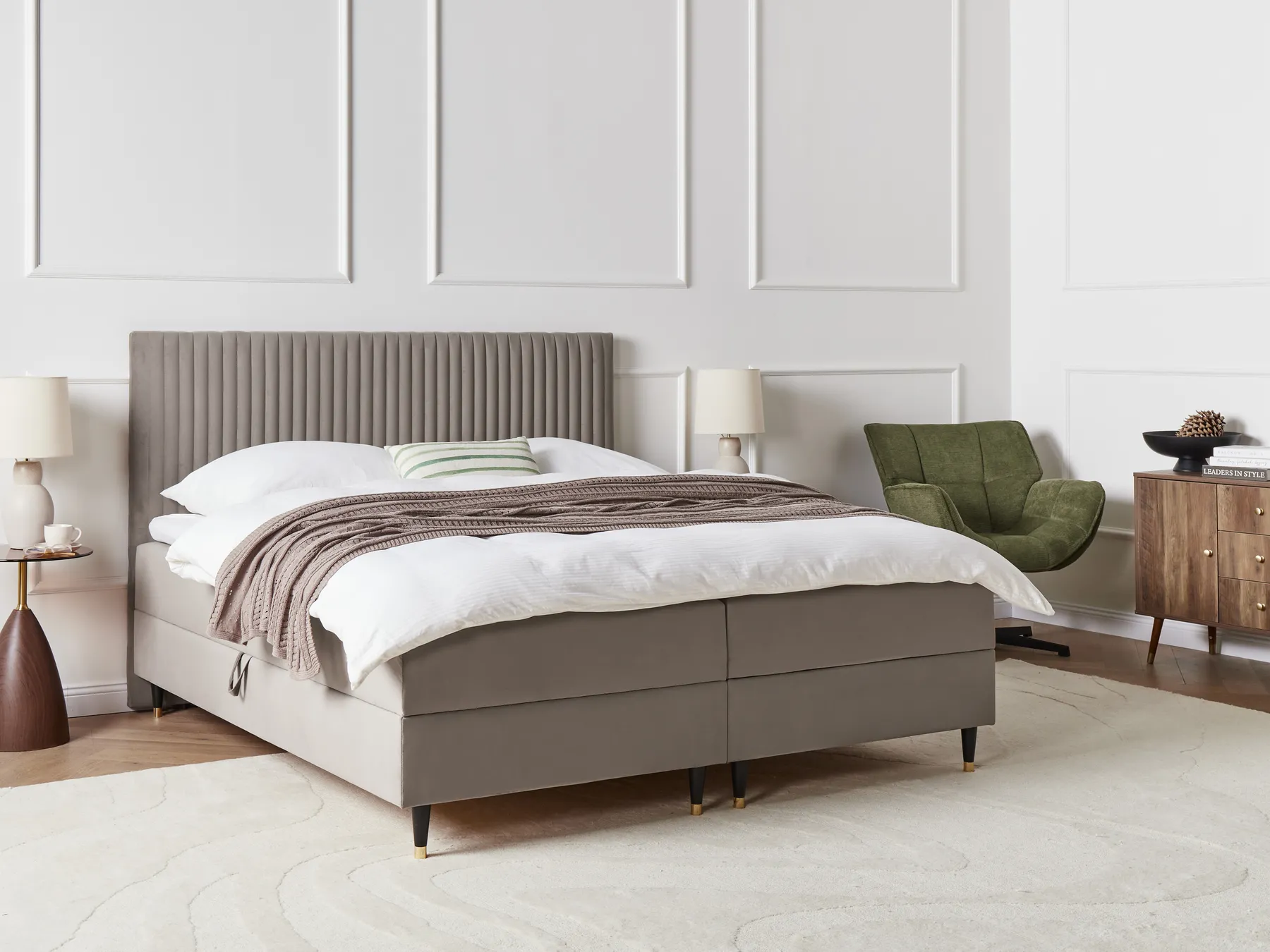 Kontinentalsäng med förvaring DAME Sammet Taupe 180 x 200 cm_1004896
