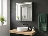 Bathroom Wall Mounted Mirror Cabinet LED JARAMILLO 60 cm 60 cm Black_905823