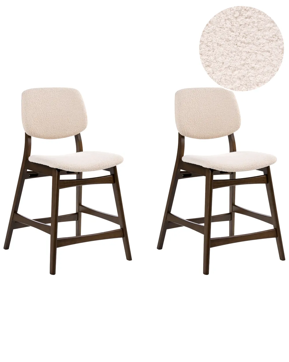 Set of 2 Bar Chairs ELAINE Boucle Brown/ Light Beige