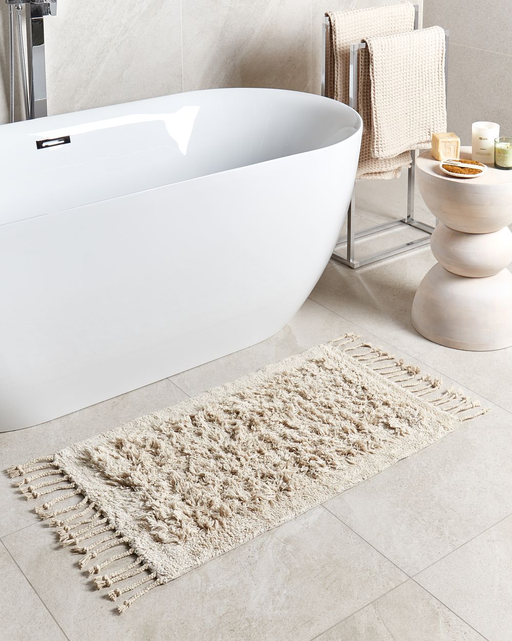 Bath Mat OLTAN Beige 50 x 80 cm Cotton