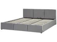 Ottoman Bed BOUSSE Velvet Dark Grey 180 x 200 cm (EU Super King)_862603