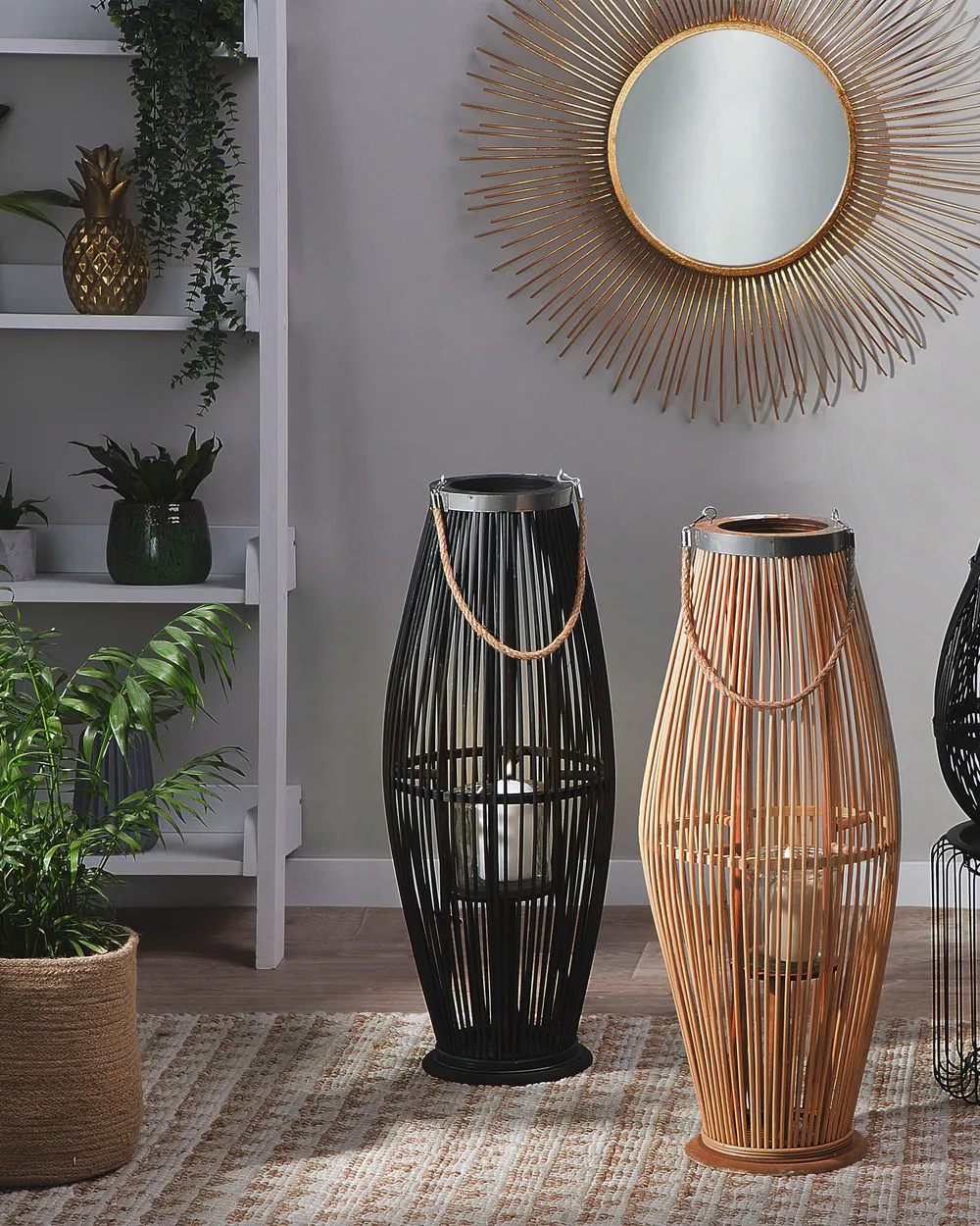 Lantern TAHITI 72 cm Bamboo Black