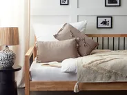 Set of 2 Decorative Cushions SASSAFRAS 30 x 45 cm Linen Light Brown Solid_906680