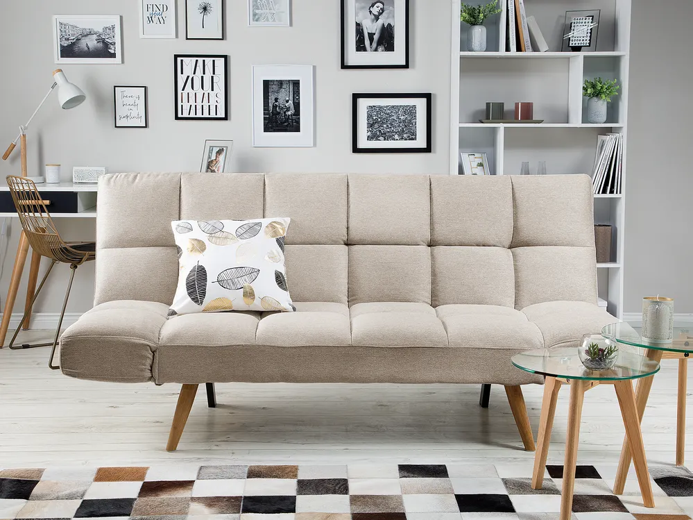 Sofa Bed 2 Seater INGARO Fabric Beige